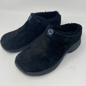 MERRELL PRIMO CHILL SLIDE SUEDE FAUX FUR LINED CLOG SHOES WOMENS SIZE 7